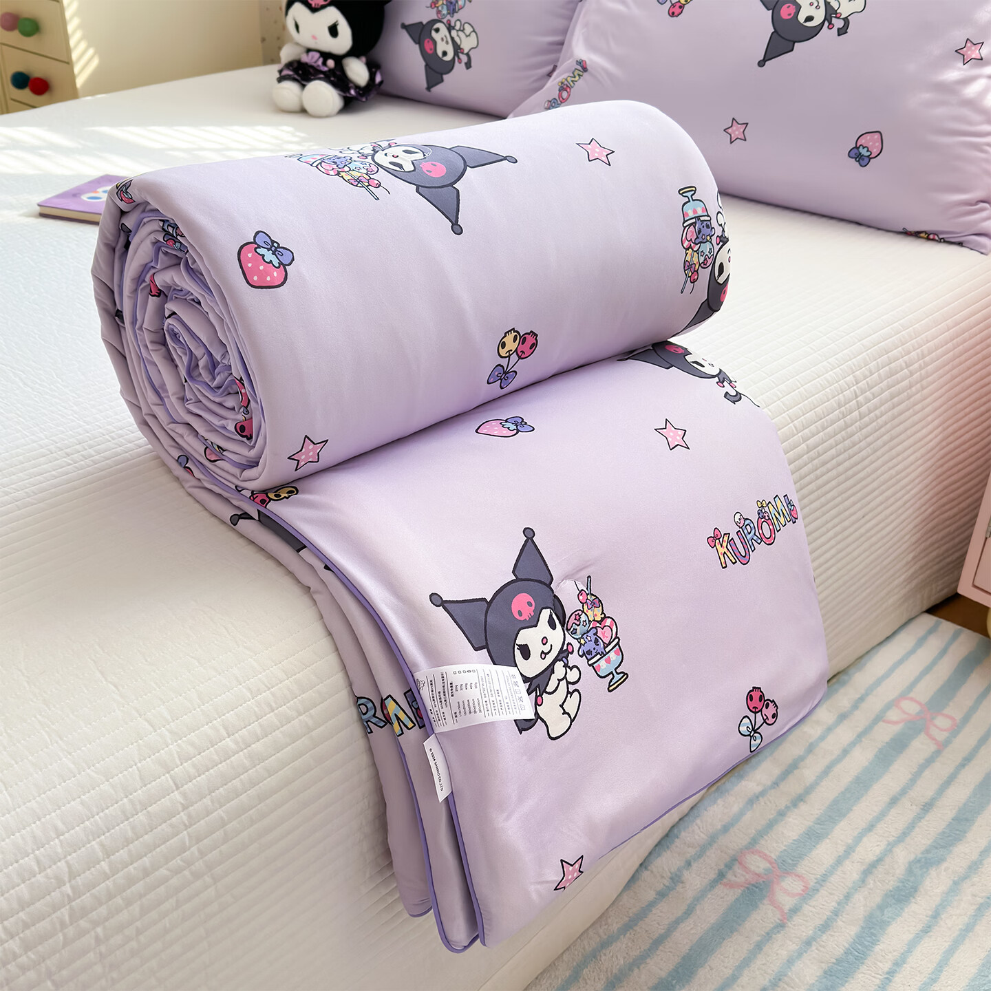 罗曼卡尼儿童针织棉夏凉被幼儿园夏季小被子卡通夏天可机洗宝宝空调 幻紫库洛米 150*200cm