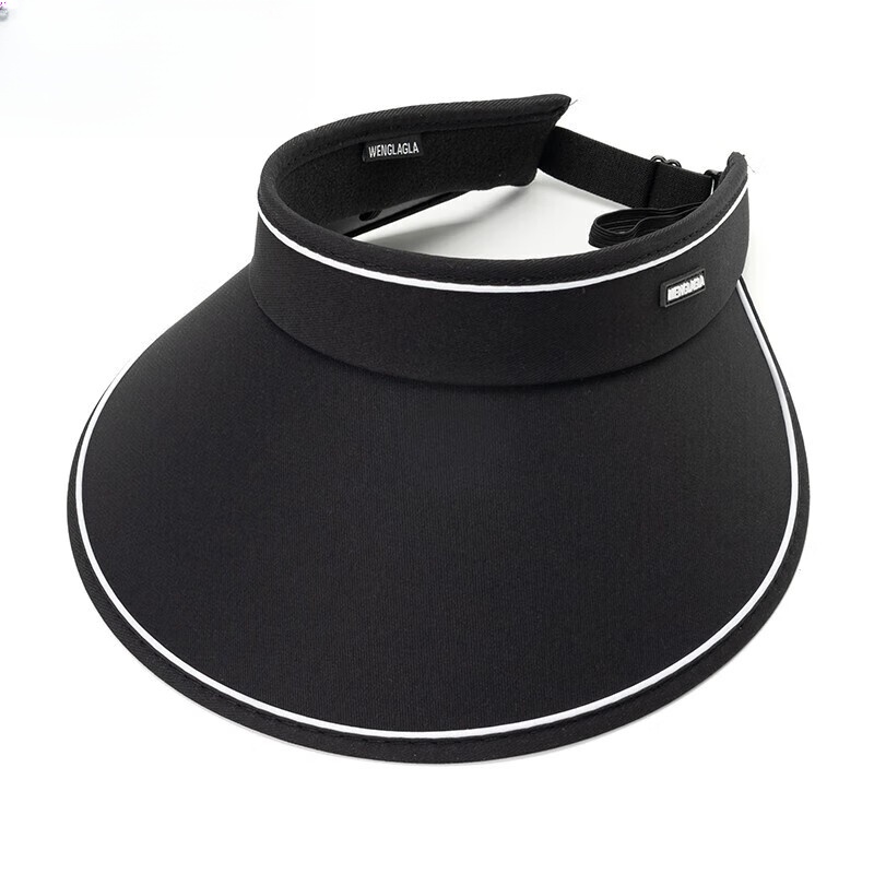 达芬奇密码纯色女士大帽檐防晒空顶帽 户外遮脸骑车防晒帽 黑色