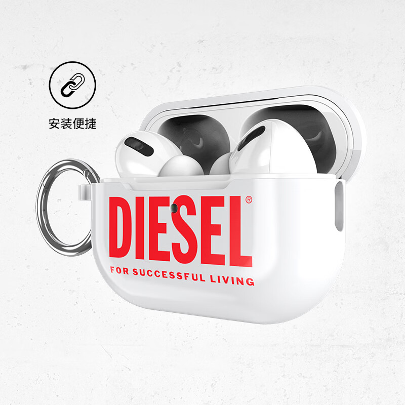 DIESELDiesel字母款耳机保护壳适用苹果耳机AirPodsPro/AirPodsPro2 TPU保护套全包防摔外壳支持磁吸充电 AirPods Pro/Pro2 白色