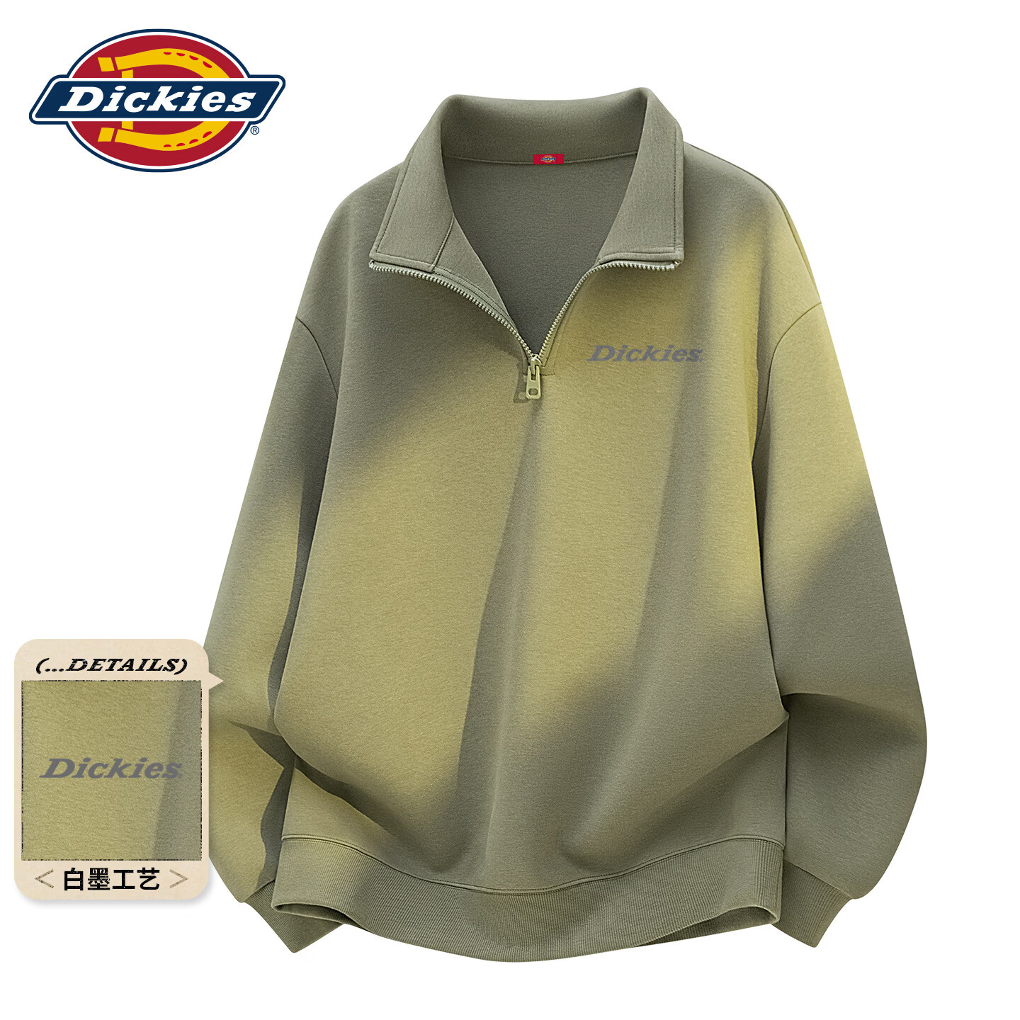 Dickies美式休闲半拉链卫衣男2026春季新款宽松潮牌立领宽松外套 藏青(幻想灰胸标) 4XL