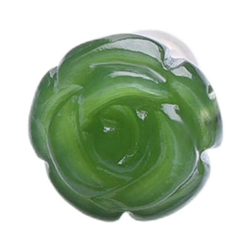 百年老鳳祥 和田玉碧玫瑰花朵耳钉祖母绿色耳环女925银复古风耳饰 碧玉玫瑰花耳钉【2对】