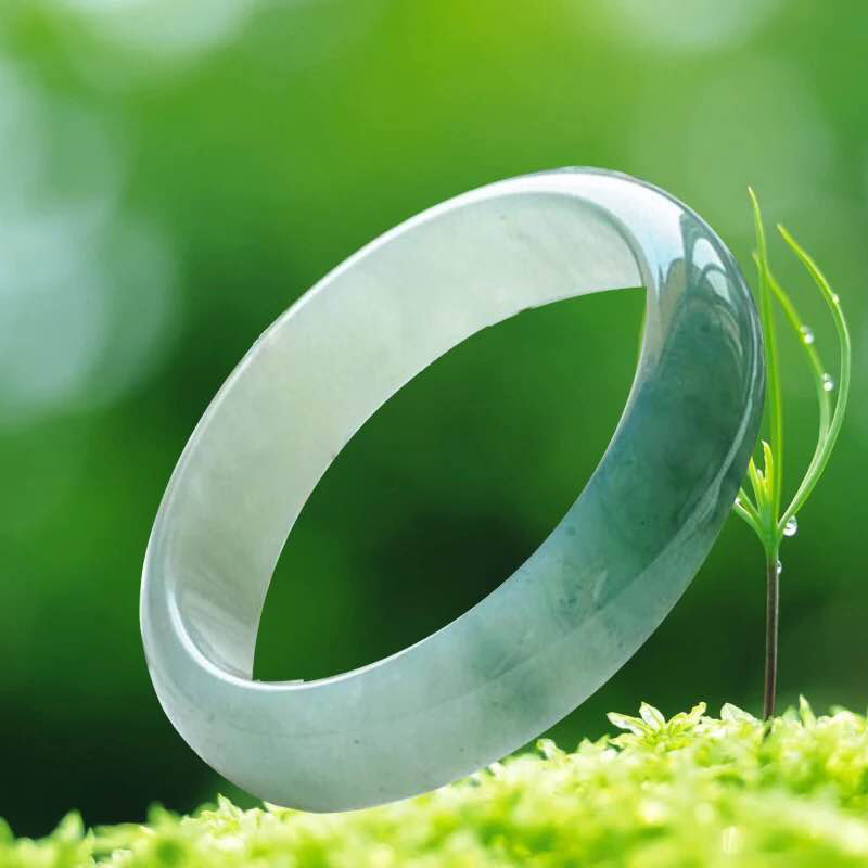 天然玉手镯女款 缅甸翡翠玉石冰糯种飘花阳绿老坑贵