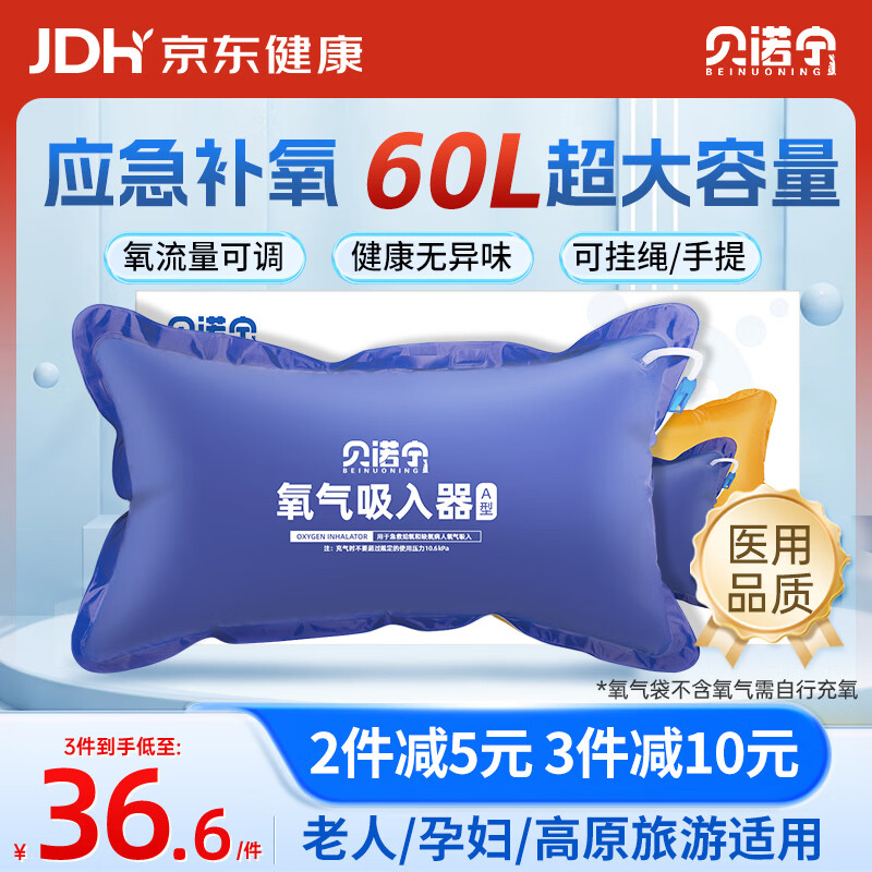 贝诺宁氧气袋便携式家用老人孕妇医用吸氧氧气包高原旅游制氧机储氧60L