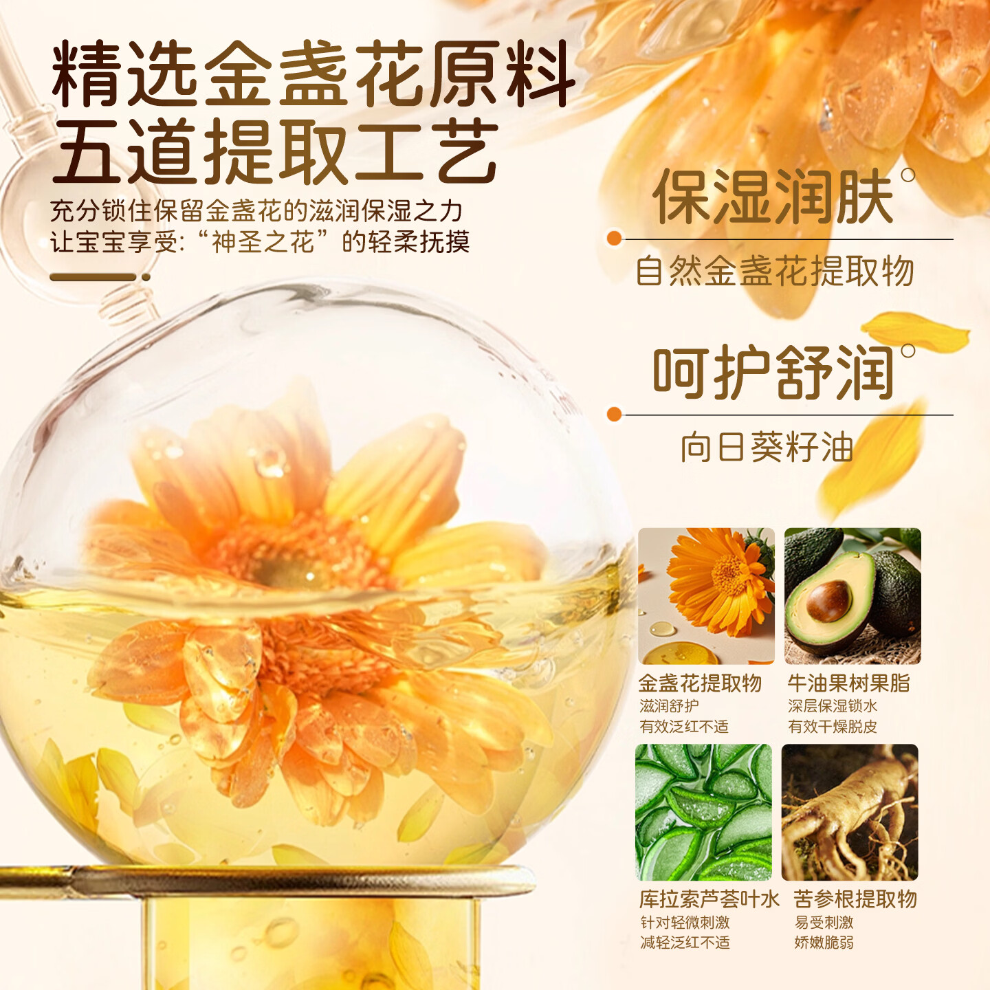 一泊萌金盏花保湿霜芦荟特霜身体乳擦脸四季可用面霜宝宝婴儿补水润肤霜 【宝宝优肌夏日乳】100m*1