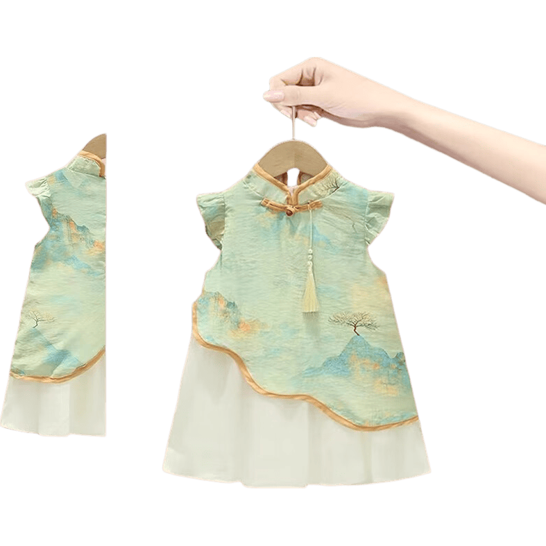 ���ڲ�����ʷŬ��Ůͯ����ȹ�й��縴������ȹ2026�ļ��¿�СŮ�����ʰ��߷���ȹ�� ѩ�ｭɽ 130 ��������121-130cm 49.8Ԫ