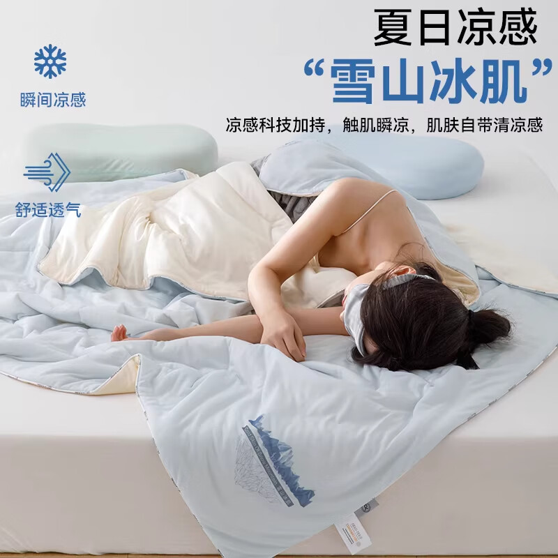 顶柔(DINGROU)雪山冰肌A类可机洗凉感桑蚕丝空调被子 超薄夏凉被凉感值 0.35 绝绝紫【沉浸睡眠双面凉爽】 200cm*230cm【A类母婴+一触即凉+亲肤体感】