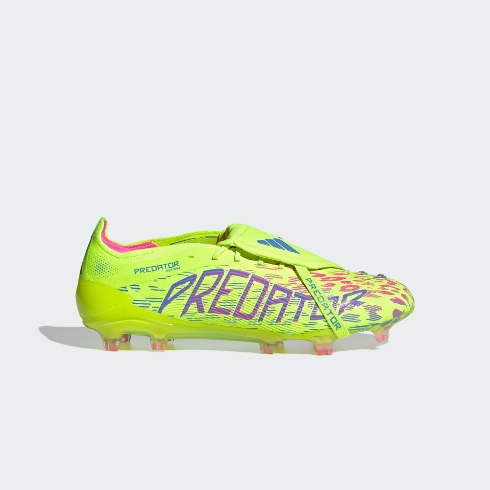 adidas PREDATOR ELITE FT FG长钉翻折鞋舌款足球鞋男女阿迪达斯 亮柠檬黄/亮粉/融合蓝 42