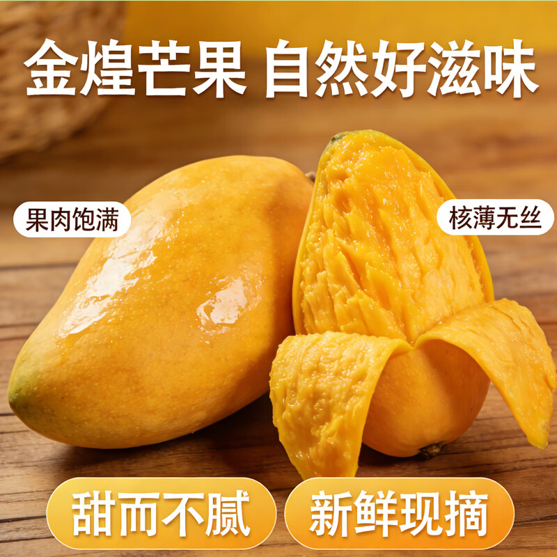 鲜苑胖胖海南金煌芒果5-9斤大果 现摘现发 核薄肉厚 热带当季水果坏果包赔 九斤(净重8.5-9净) 特大果7两-9两