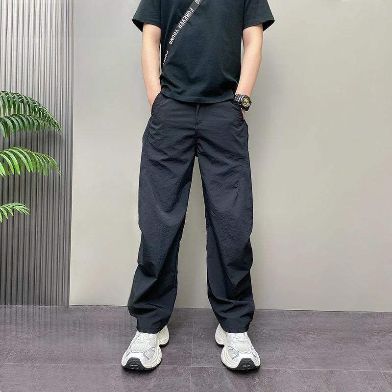 罗鸣老人【美式轻奢】2026春夏新款宽松直筒休闲裤 休闲户外男士运动裤 黑色 2XL （建议150-170斤）