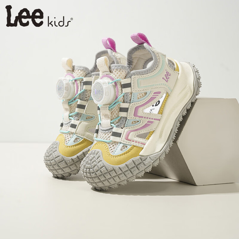 Lee童鞋夏季新款儿童包头沙滩凉鞋女童镂空运动鞋男童 米黄 33 【建议脚长204mm】