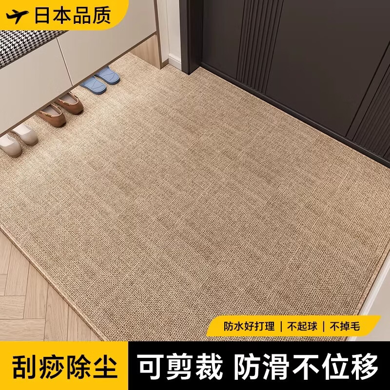 吱凡日本2026新款入户门地垫高级感进门耐脏防滑脚垫门垫进门家用地毯 米色纹 80x100cm新升级【耐脏防污】比利时绒