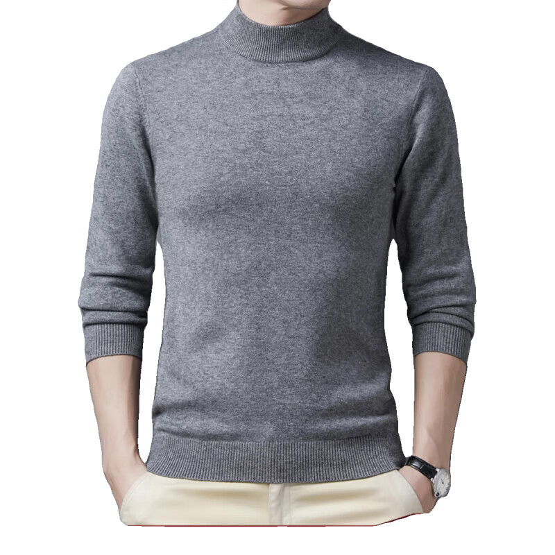 丨利郎丨男装2026秋冬季新款纯色羊毛衫男士休闲半高领毛衣打底衫加厚 2033中灰 加厚 4XL 190(建议180-200斤)