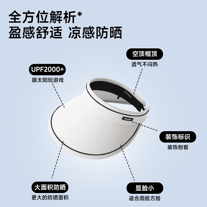 茉寻空顶防晒帽女防紫外线秋夏季太阳帽遮阳帽子户外 乳白色 可调节