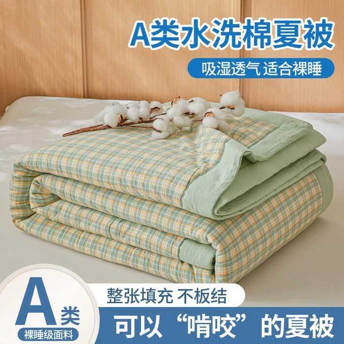 CIBOAKIEIG100%新疆棉空调被A类夏凉被薄被子可水洗夏季单双人被芯可机洗 夏洛特绿 200*230cm