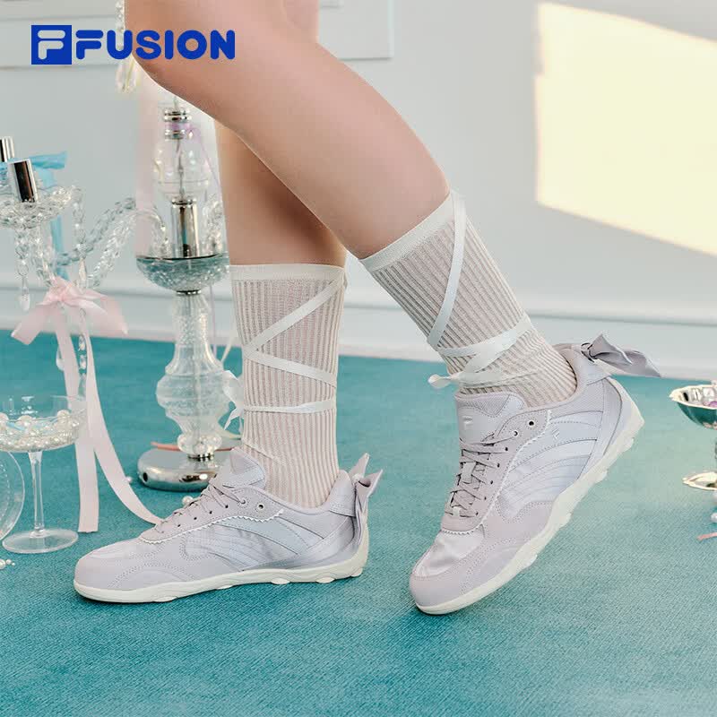 FILA FUSION斐乐潮牌女鞋FLORA薄底鞋2026夏新款甜酷休闲鞋运动鞋子 透明紫/雪白-DS 37.5