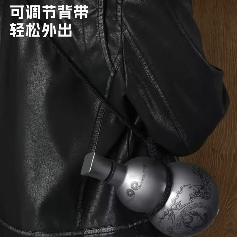 黑葫芦悟空葫芦 酒壶保温杯不锈钢水杯子户外便携神话水壶316 黑色316不锈钢500ML送提绳