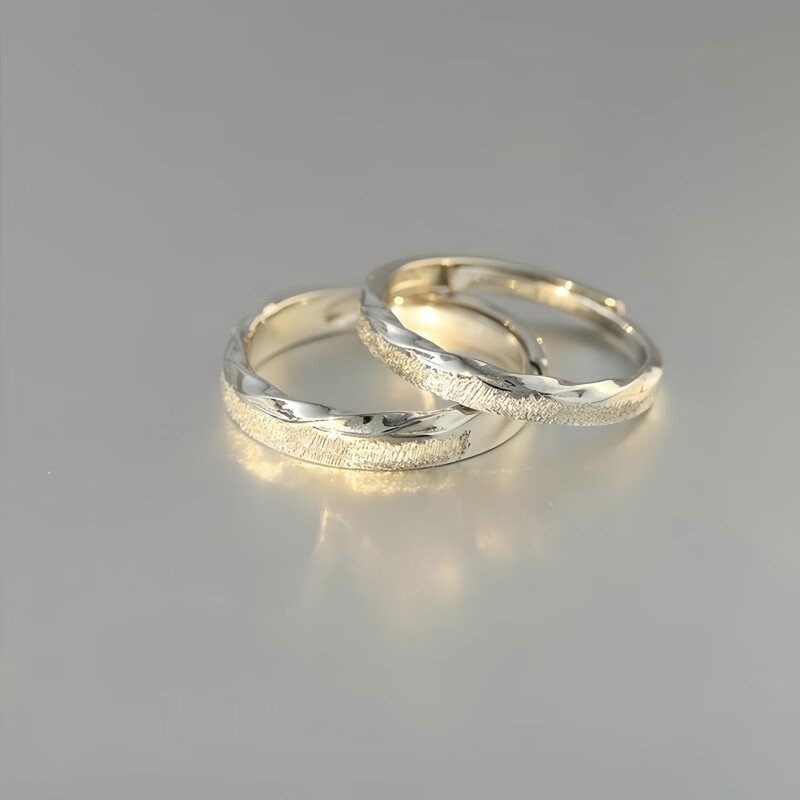 南风情侣对戒925纯银定情信物圣诞礼物 男女一对 开口可调节