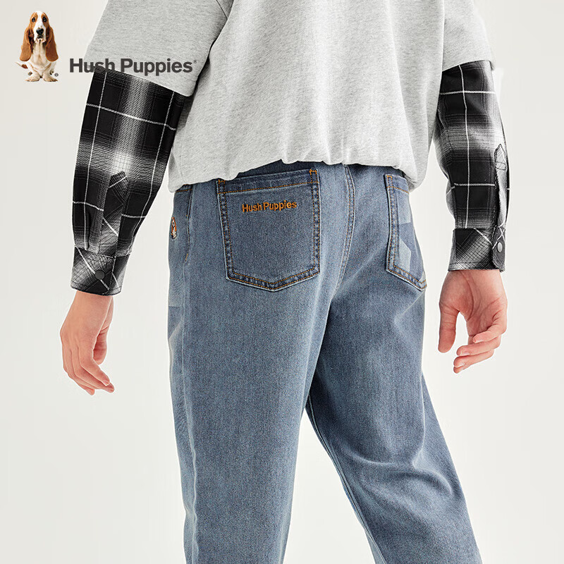 暇步士(Hush Puppies)【经典款】童装儿童男大童秋季时尚潮流男童休闲牛仔裤 蓝牛仔 130 cm
