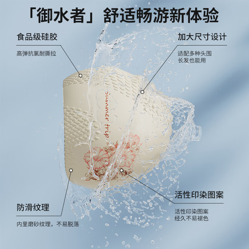 AILUKI日本泳帽女士长发专用防水不勒头男款硅胶加大专业游泳帽泳镜套装 米白【泡泡泳帽 加大舒适】