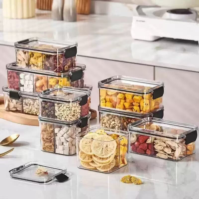 洋臣保鲜盒食品级冰箱专用收纳盒冷冻食物冷藏密封长方形大容量整理盒 颜色随机2个装【约1100ML/个】