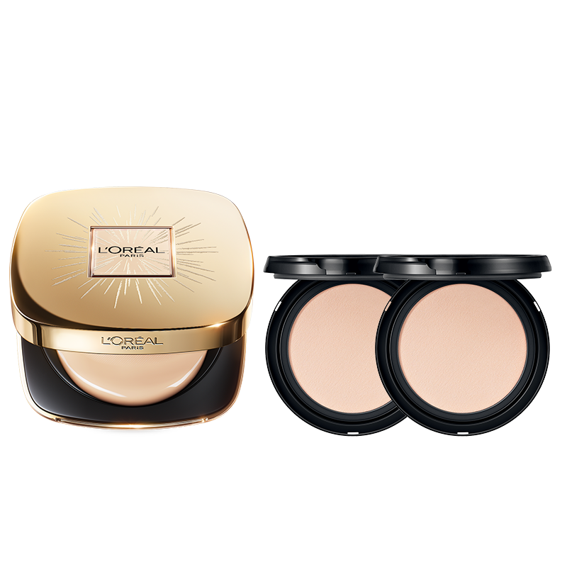 欧莱雅烟花限定礼盒黑金气垫+替换芯滋润持妆女神节礼物送女友