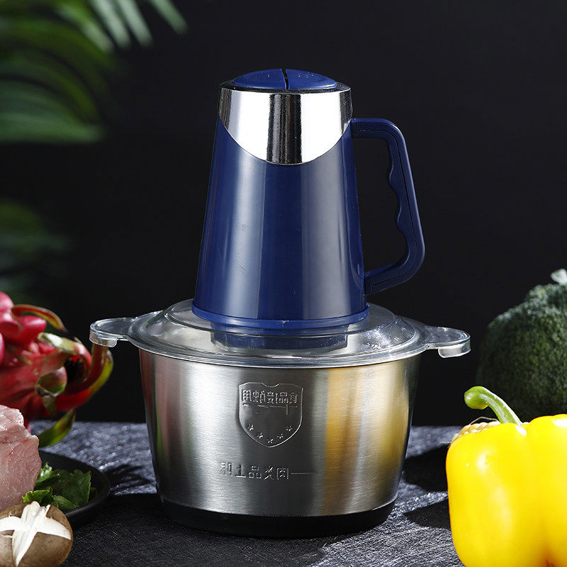 龙德利绞肉机家用电动不锈钢小型碎肉馅搅拌机多功能蒜泥蒜蓉器 1L 2L不锈钢绞肉机单刀款150W