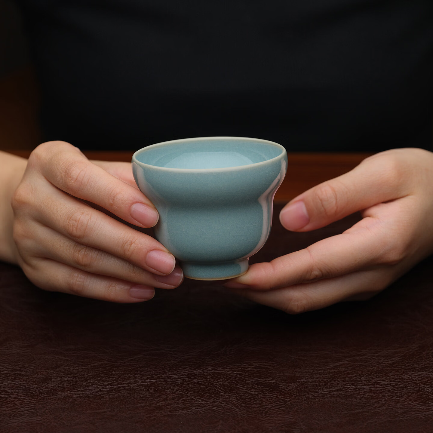 文华汝瓷朱文立朱宇华 汝瓷茶杯主人杯单杯品茗杯葫芦杯天青高端礼盒装