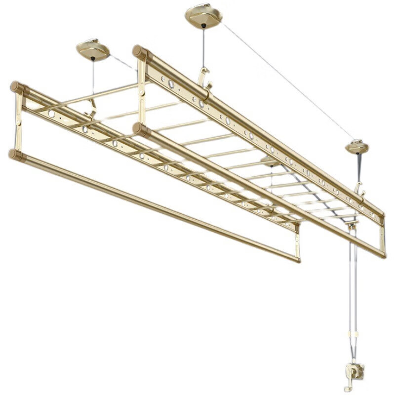 新飞(xinfei)晾衣架阳台手摇升降晾衣杆四杆家用凉衣架挂衣架晒衣架晒被子 冰川银【衣被同晒】 1.5m 四杆 +8母婴杆