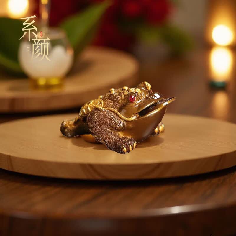 系颜家用可养招财貔貅金蟾变色茶宠摆件茶桌茶道配件轻奢礼品 金蟾(金色) 京东折扣/优惠券