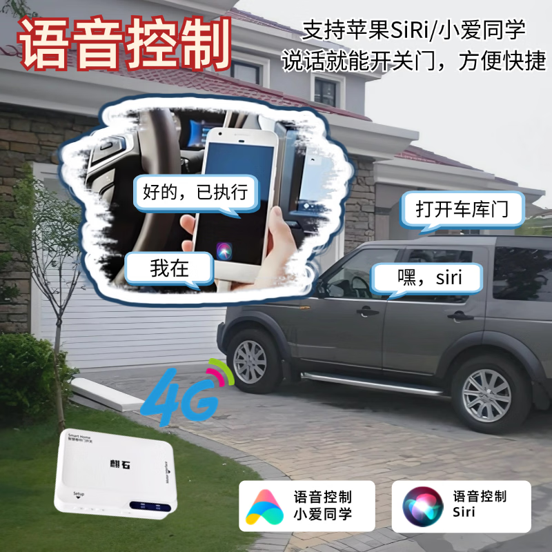 麒石4G卷帘门控制器电动车库门卷闸门控制器手机远程控制开门语音控制 4G链条控制器+2把遥控器