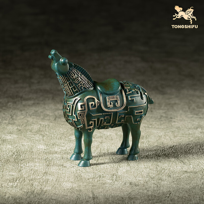 铜师傅 陕西历史博物馆系列《彩绘啸马铜摆件》青铜摆件