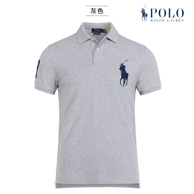 FAME RALPH LAUREN拉夫劳伦短袖Polo衫2026新款夏季男装纯棉翻领大马标半袖男士T恤 灰色 XS 【100-130斤】