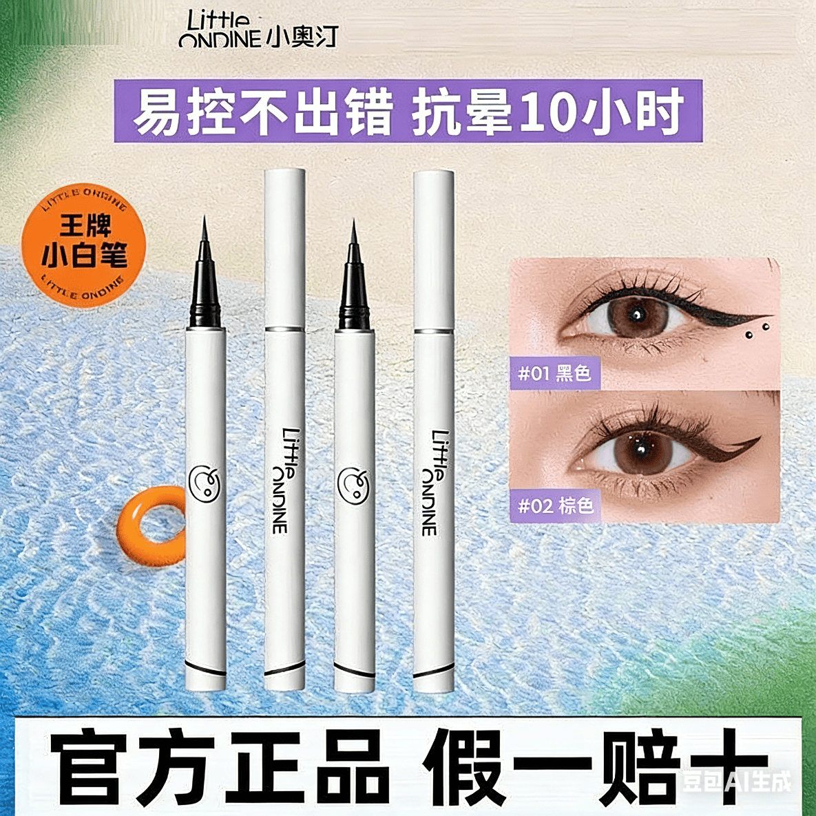 小奥汀（littleondine）眼线液笔不晕染防水防汗持久睫毛极细初学新手 小奥汀眼线液笔01#曜石黑色推荐