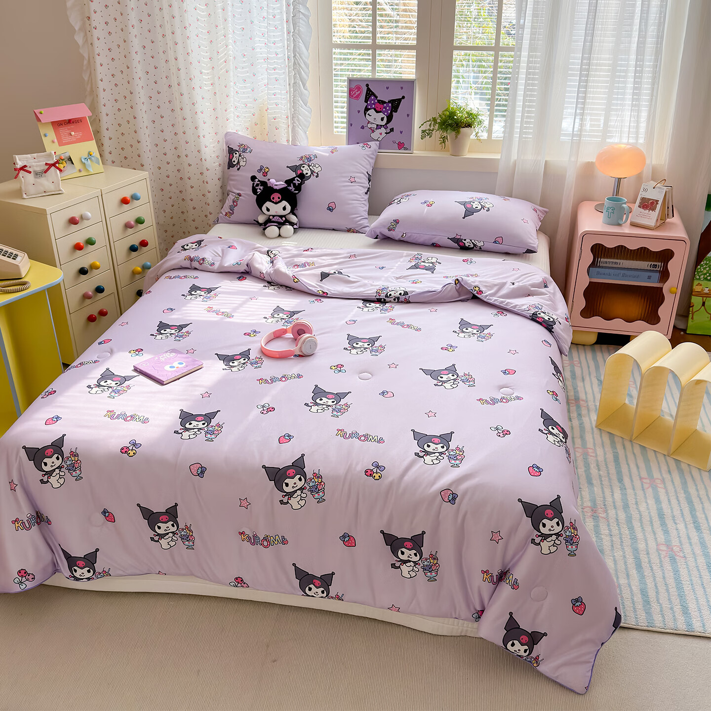 罗曼卡尼儿童针织棉夏凉被幼儿园夏季小被子卡通夏天可机洗宝宝空调 幻紫库洛米 150*200cm
