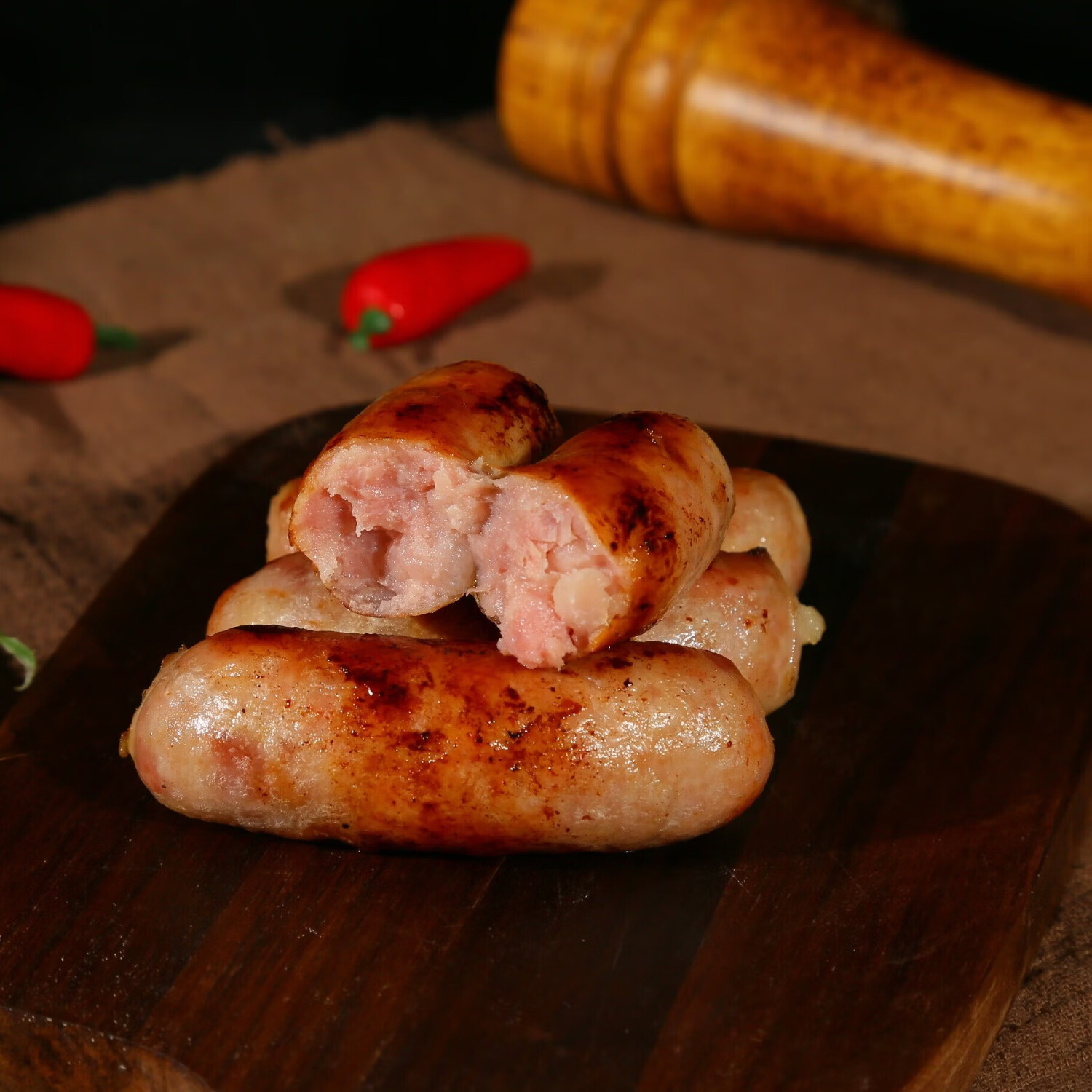 輔興坊烤肠纯肉肠早餐火腿肉肠热狗肠香肠无添加纯猪肉空气炸锅烧烤食材 【超值囤货】200g*6盒