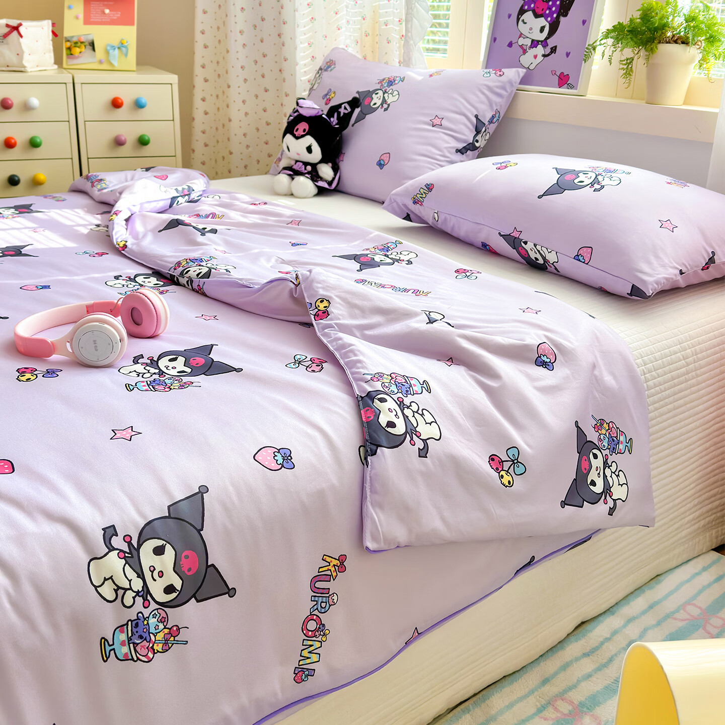 罗曼卡尼儿童针织棉夏凉被幼儿园夏季小被子卡通夏天可机洗宝宝空调 幻紫库洛米 150*200cm