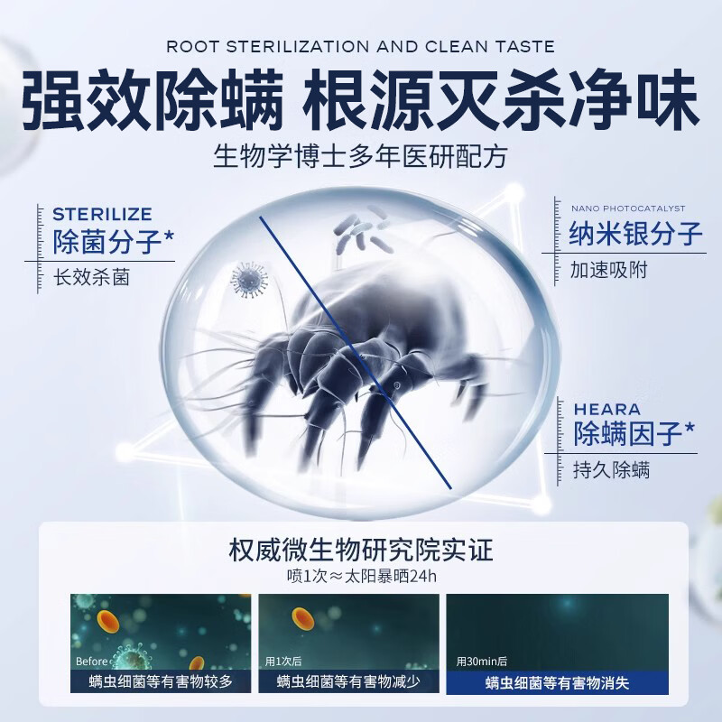 清清熊除螨喷雾剂床上被套免洗免晒家用除菌除味去螨虫衣物除螨止痒喷雾 1瓶试用装【日常装母婴可用】 现货速发,品质保障
