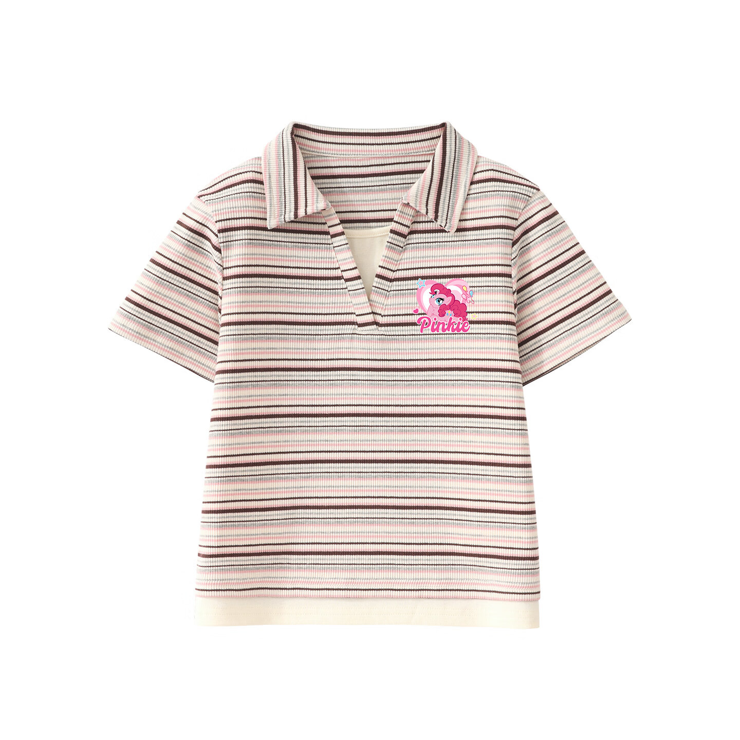 小马宝莉女童夏季短袖T恤2026新款小女孩独特Polo衫儿童休闲上衣t 【条纹Polo衫】小马珍奇粉条纹 130 130cm