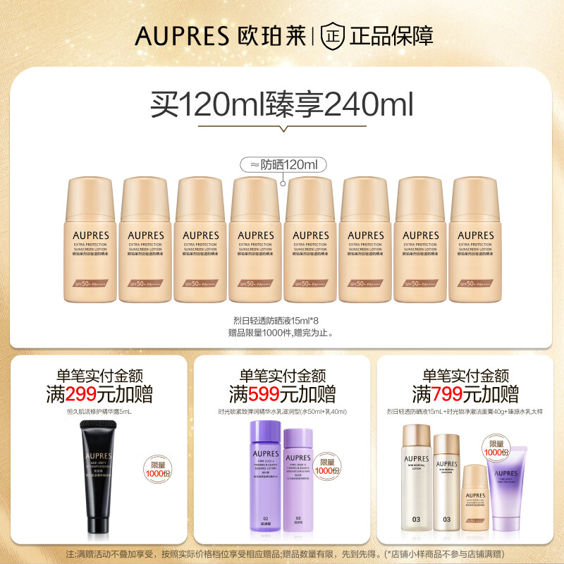 欧珀莱（AUPRES）生日礼物送女友生日礼物礼物送女友送老婆礼物  套装  烈日轻透防晒液60ml*2