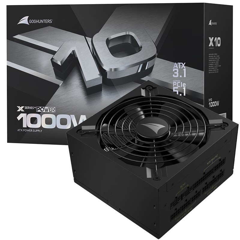 ���� �1000W X10����ȫģ��Դ ATX3.1 ԭ��PCIe5.1 �ǻ���ͣ2.0 14CM���� ֧��50ϵ�Կ�    569Ԫ