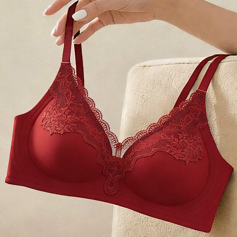 华婷露（Huatinglu）法式性感蕾丝纯欲文胸中薄款小胸聚拢内衣舒适无钢圈胸罩自然胸型 深咖啡 L (适合36/80A B C罩杯)