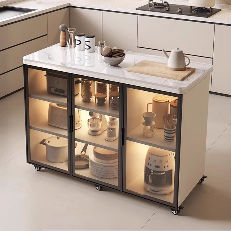 溥畔厨房置物柜多层餐边柜客厅多功能储物柜可移动收纳小岛台 [送货上门]120x50x90丨金属脚款（颜色备注