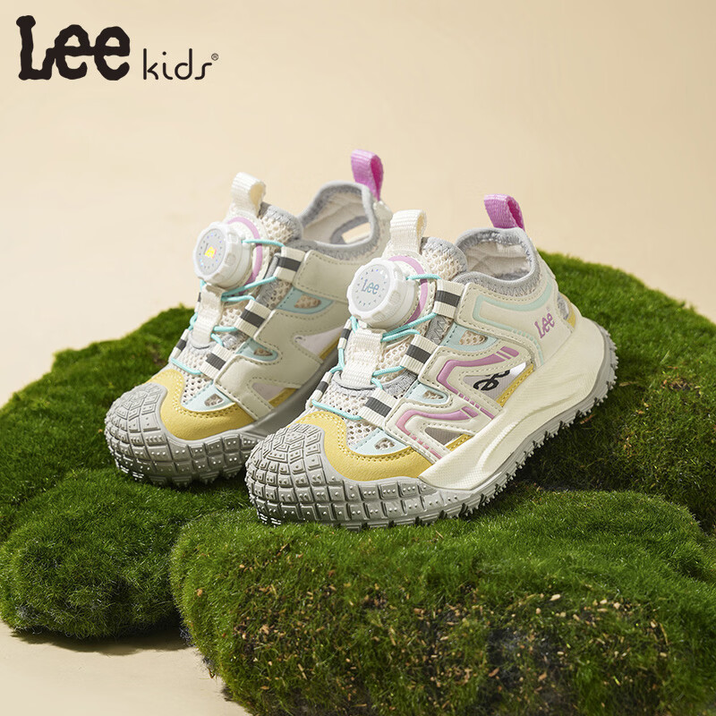 Lee童鞋夏季新款儿童包头沙滩凉鞋女童镂空运动鞋男童 米黄 33 【建议脚长204mm】
