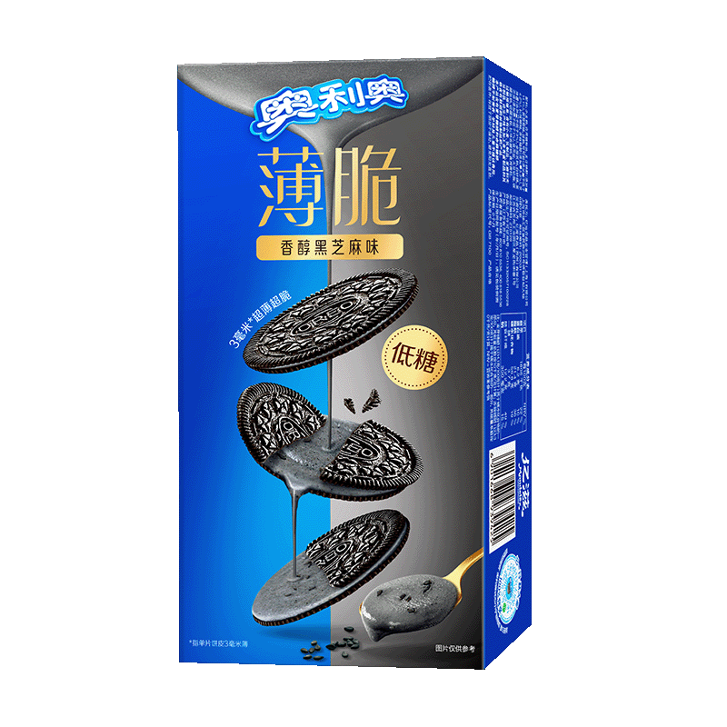 奥利奥（Oreo）低糖黑芝麻味薄脆饼干夹心124g 休闲零食早餐下午茶 解馋小零食 