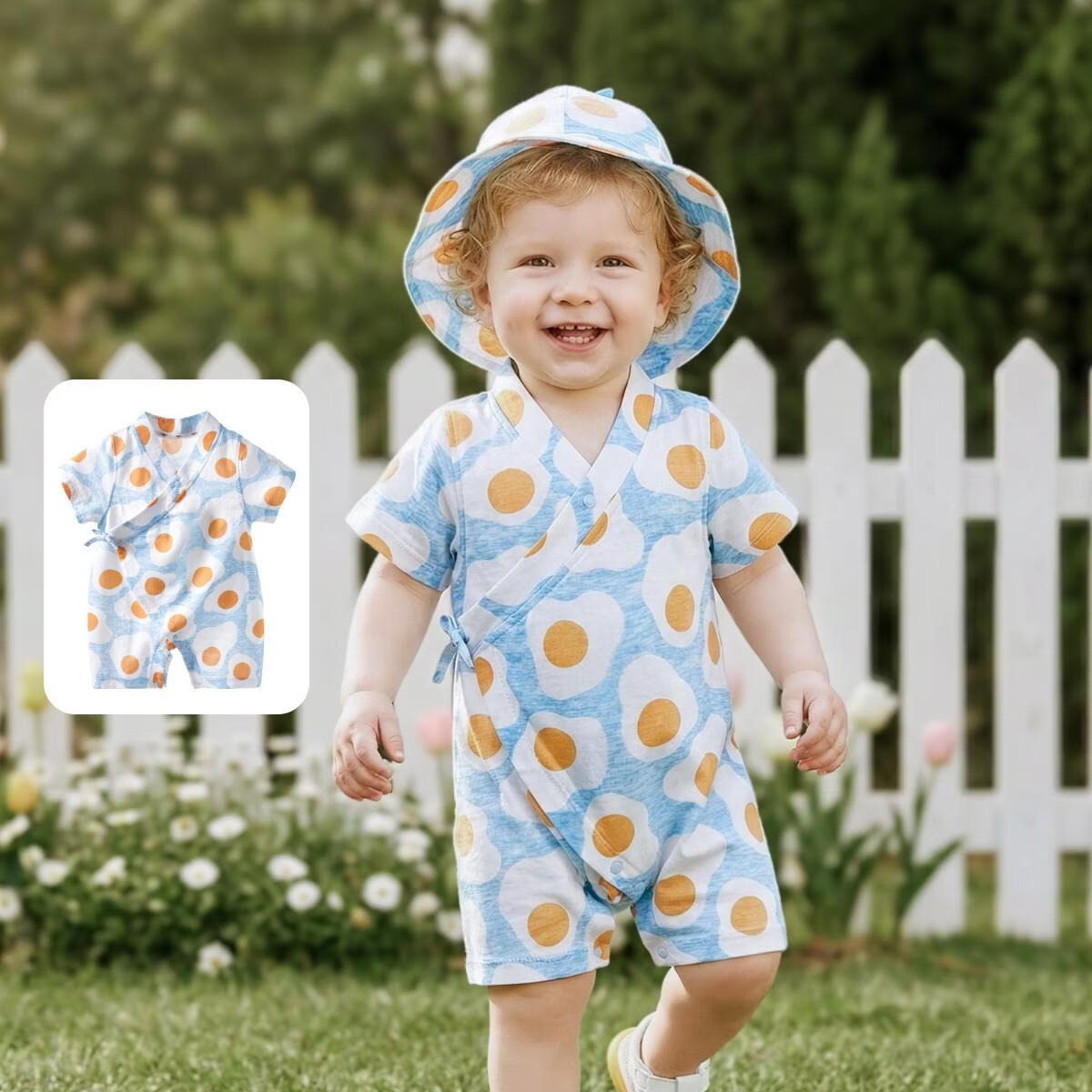 aqpa爱帕【冰薄荷甜甜圈】短袖中式连体衣婴幼儿纱布薄荷凉感连体衣 蛋黄派 52cm 京东折扣/优惠券