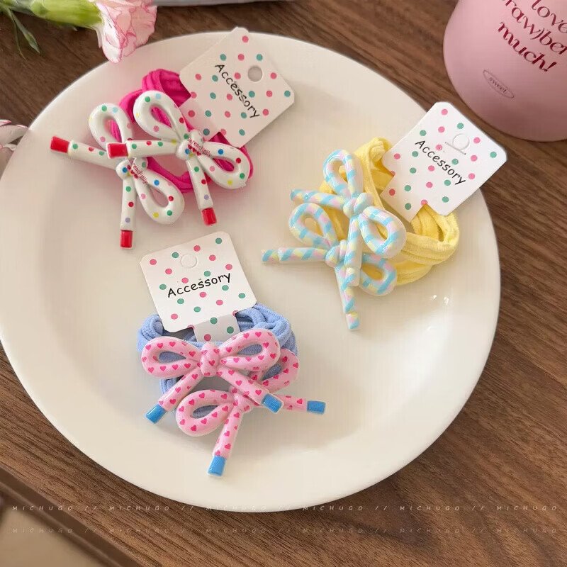 家庭清洁纸品jtt 蝴蝶结小肠圈混色10条 蝴蝶结头绳