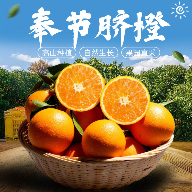 中王佳果重庆奉节脐橙果园直采新鲜现摘皮薄多汁当季水果橙子 坏果包赔净重4.5斤果径60-70mm