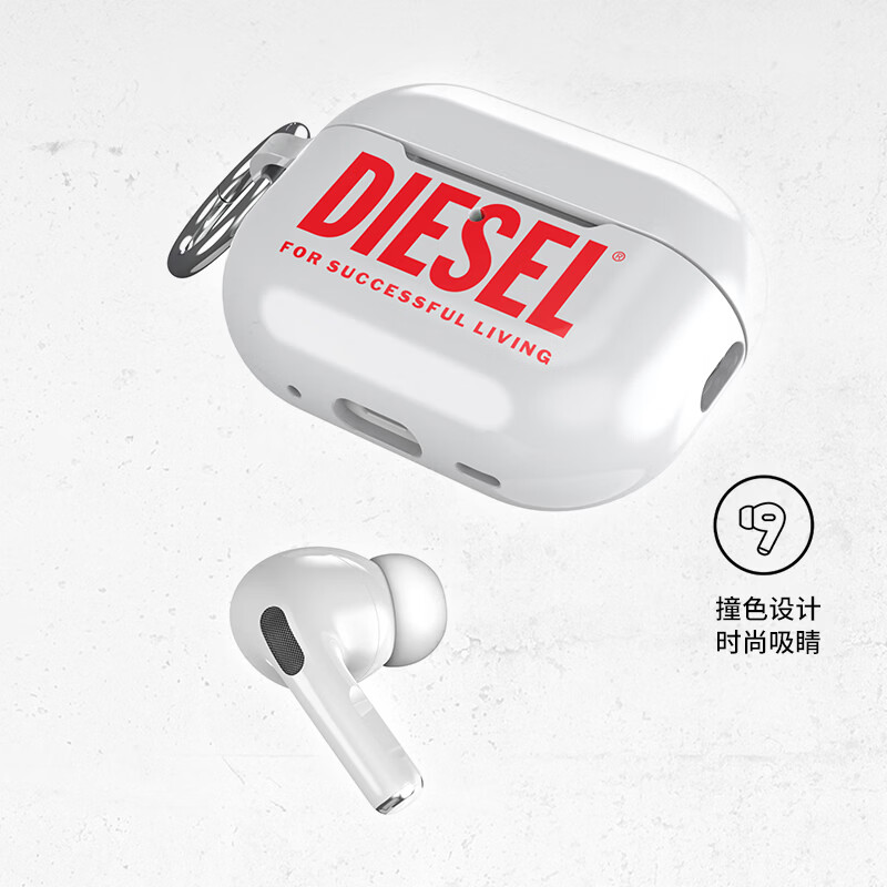 DIESELDiesel字母款耳机保护壳适用苹果耳机AirPodsPro/AirPodsPro2 TPU保护套全包防摔外壳支持磁吸充电 AirPods Pro/Pro2 白色
