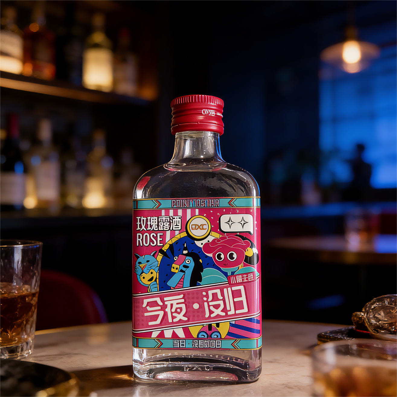 小露生色玫瑰露酒小方瓶甜酒