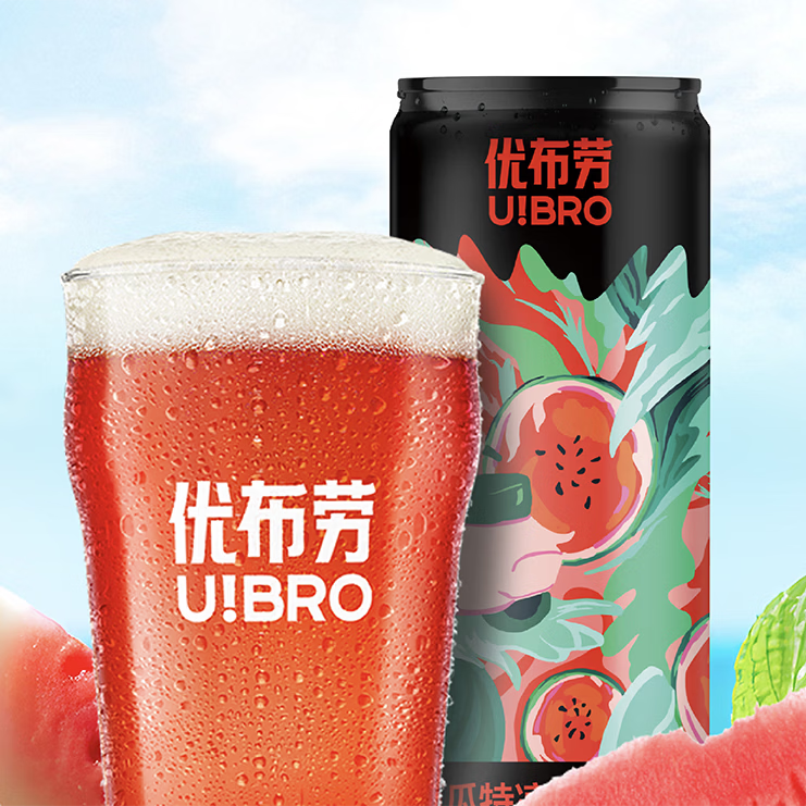 优布劳精酿啤酒组合装头道小麦/荔枝海盐/行者艾尔/船长ipa全家福 西瓜小麦 330mL 2罐 【临期】
